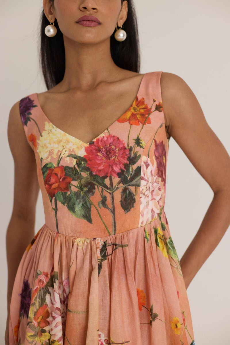 BUTTERCUP DRESS cotton by Yam in peach color for women in Singapore
