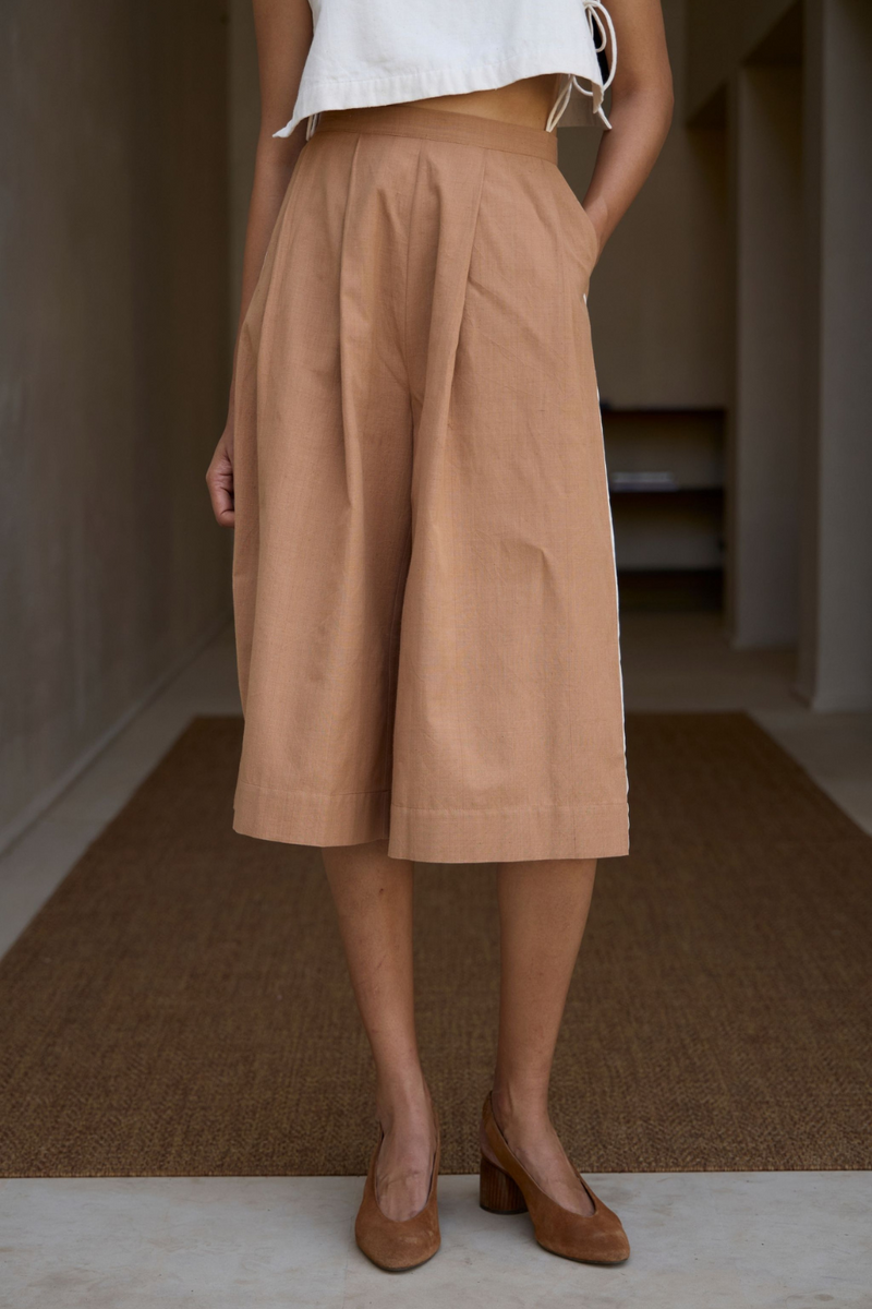 Brabourne Handwoven Brown Co-ord Set cotton by The Summer House in brown color for women in Singapore