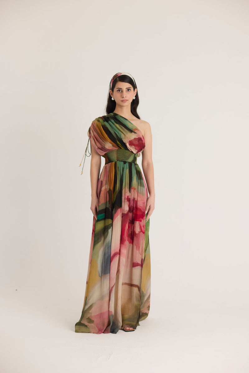 TILLY ONE SHOULDER DRESS mul by Yam in multi color for women in Singapore