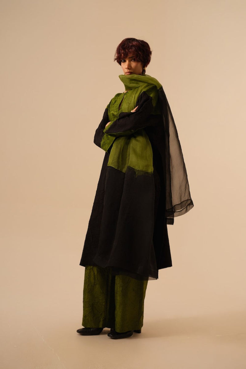 Halo Scarf-Black + Jade silk organza scarf by Stoique in black for women in Singapore