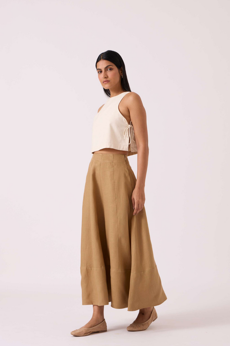 Marner Tan Linen Skirt linen by The Summer House for women in Singapore