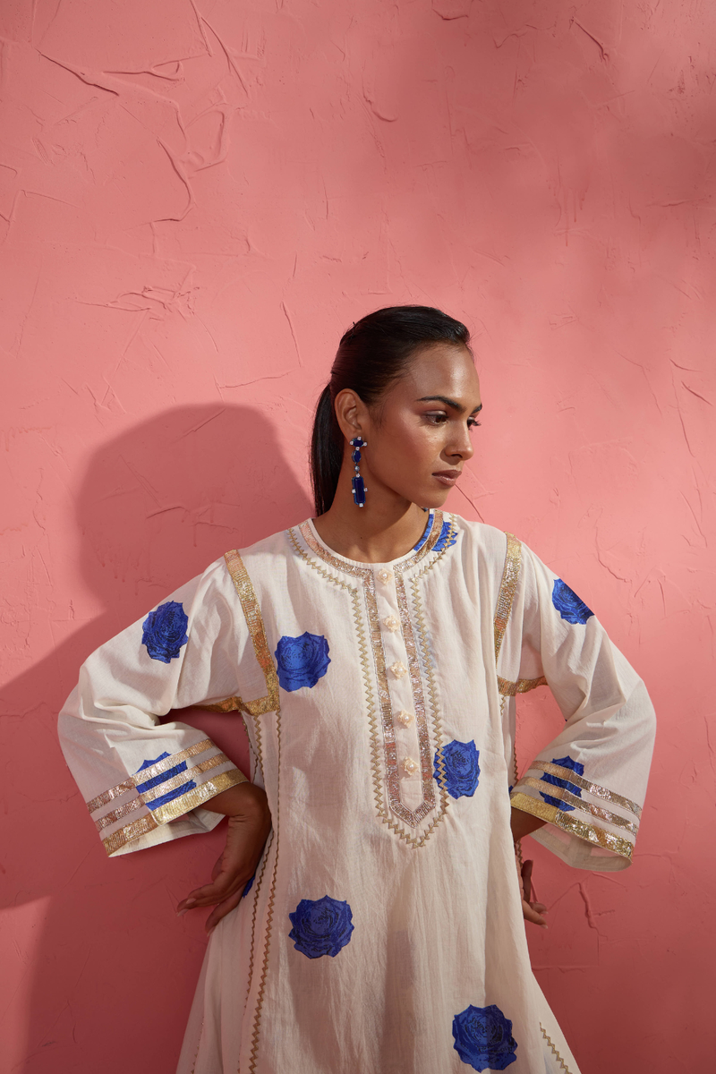 Fi Rose Gota Set cotton cambric light kurta set by AAVIDI in multicolor for women in Singapore
