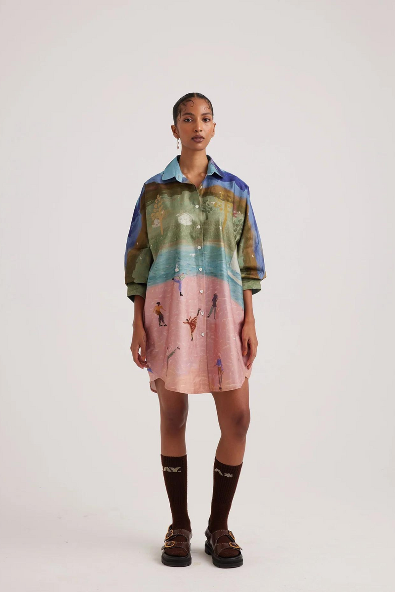 Como Long Shirt-Skater satin by CORD for women in Singapore