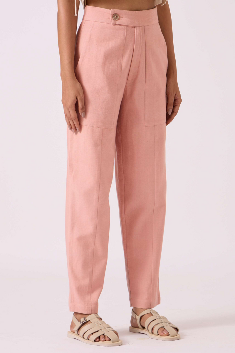 Victory Pink Handwoven Pants cotton by The Summer House in pink color for women in Singapore