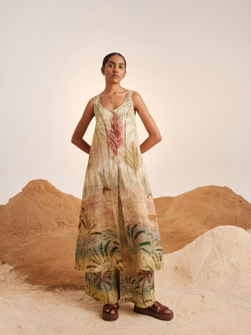 Front Slit Co ord Set-Woods linen Co-ord Sets by CORD for women in Singapore