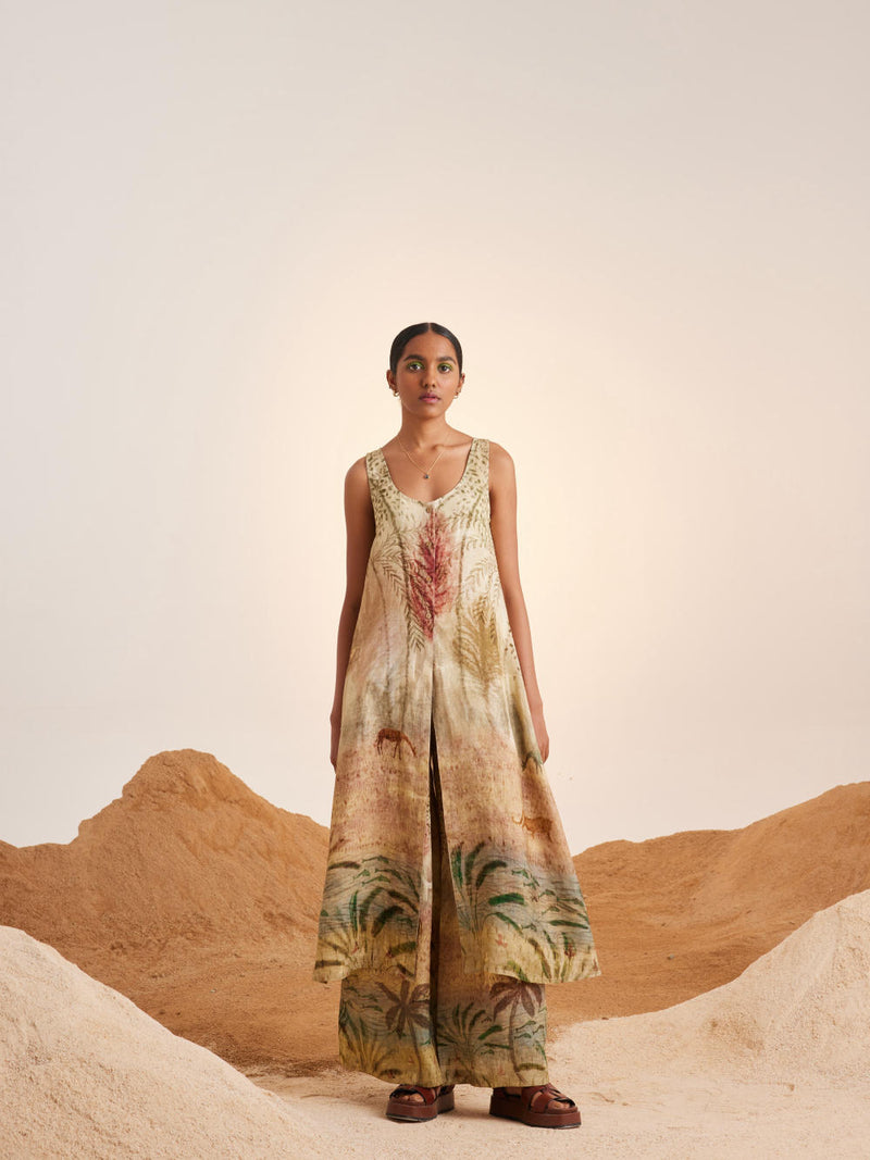 Front Slit Co ord Set-Woods linen Co-ord Sets by CORD for women in Singapore