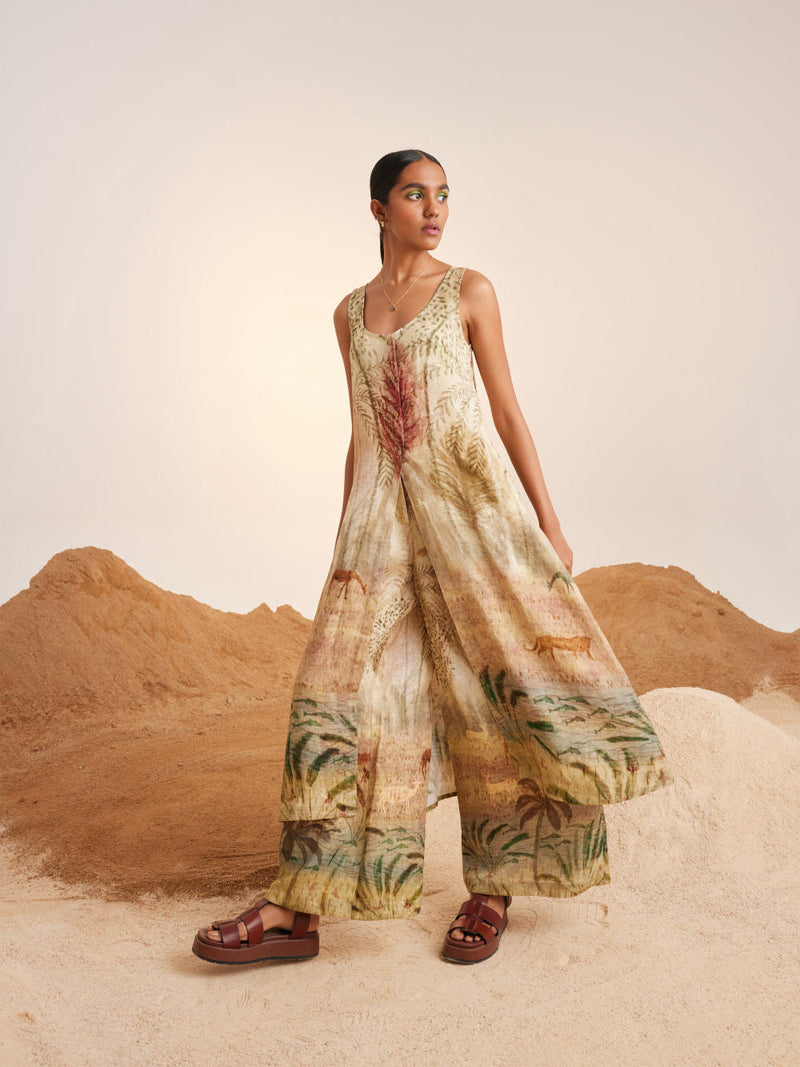 Front Slit Co ord Set-Woods linen Co-ord Sets by CORD for women in Singapore
