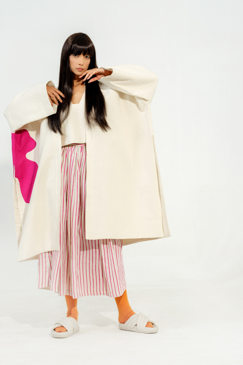 Shitake Jacket cotton matty jackets and overlays by Stoique in natural, pink for women in Singapore