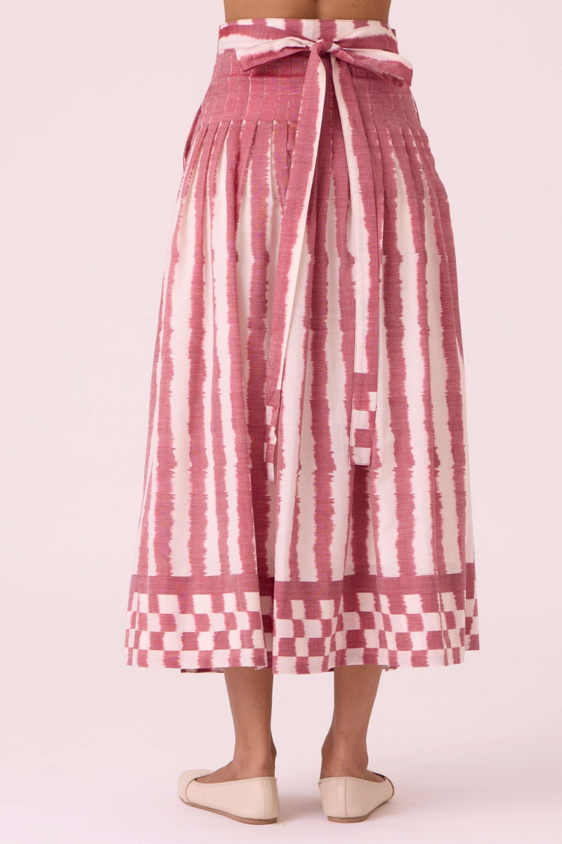 Levin Rhubarb Striped Ikat Skirt cotton by The Summer House for women in Singapore