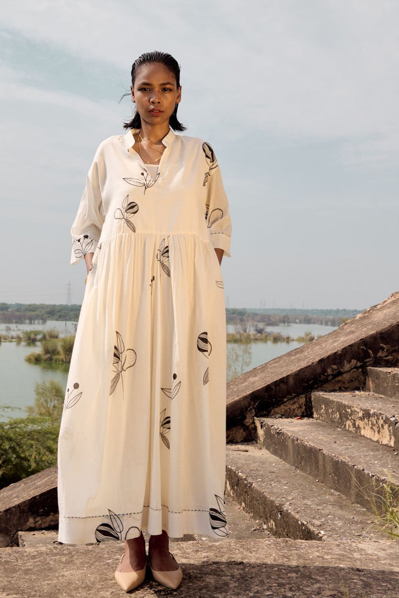 Silverbill maxi dress cotton by Khara Kapas in white for women in Singapore