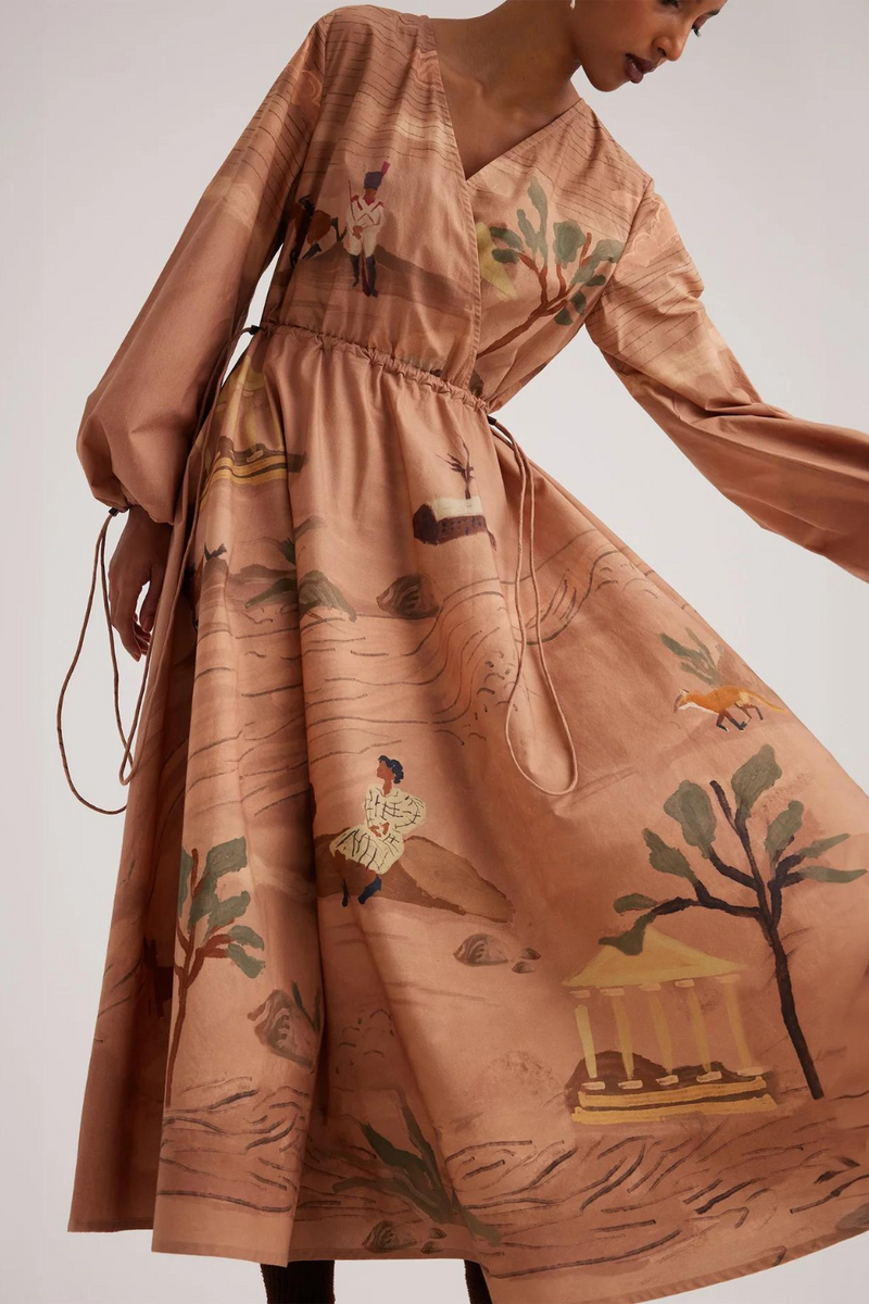 Drawstring Dress-Derby satin by CORD for women in Singapore