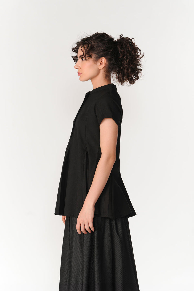 Godet Top top/shirt by Turn Black in black for women in Singapore