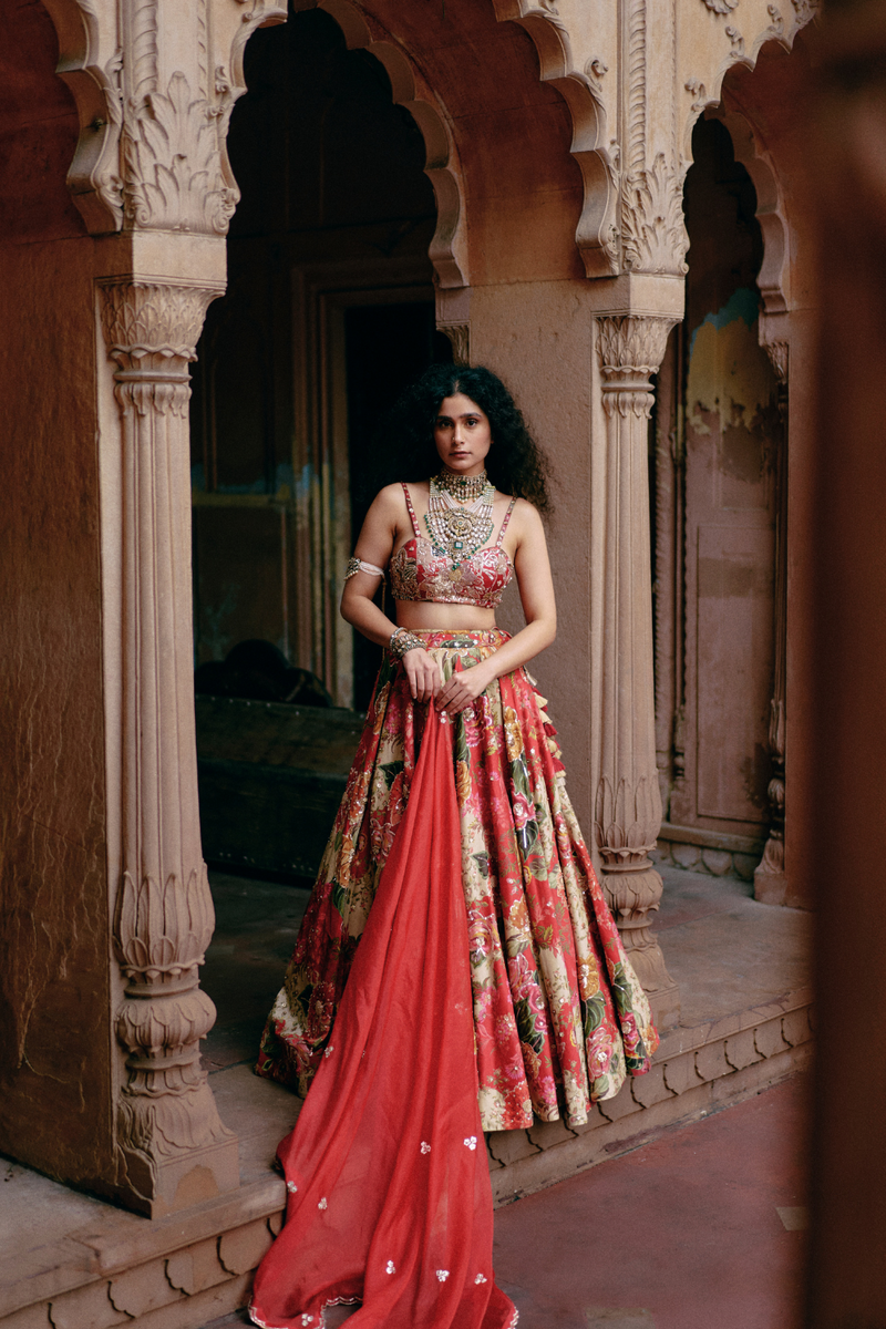 PH-2483 
Lehenga 
Blouse 
Dupatta Set by Paulmi & Harsh for women in Singapore