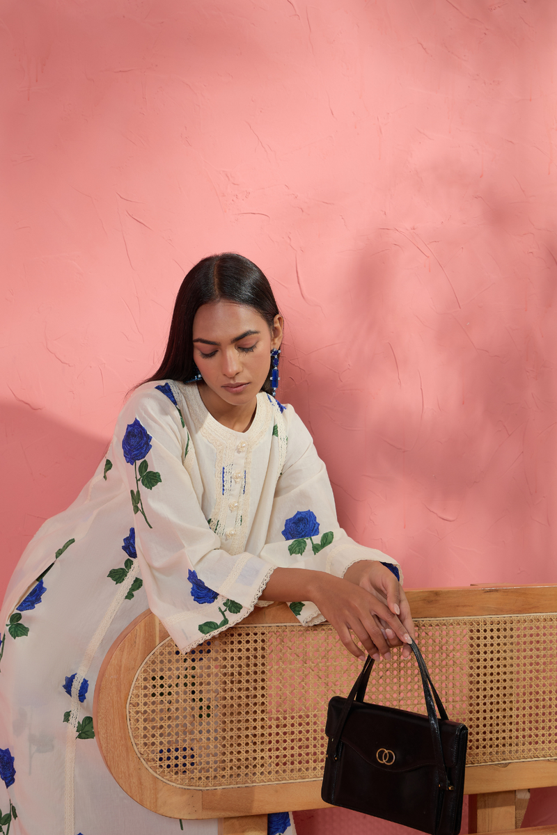 Fi Rose Set 1 cotton cambric light kurta set by AAVIDI in multicolor for women in Singapore