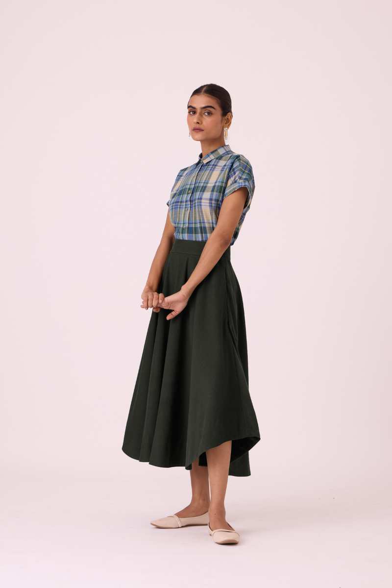 Boga Green Corduroy Skirt corduroy by The Summer House in olive color for women in Singapore