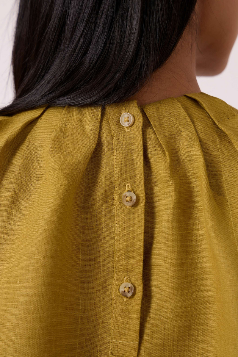 Bourne Olive Linen Top linen by The Summer House in olive color for women in Singapore