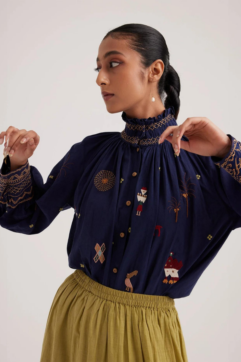 Farmer Top-Folk Ink cotton by CORD for women in Singapore