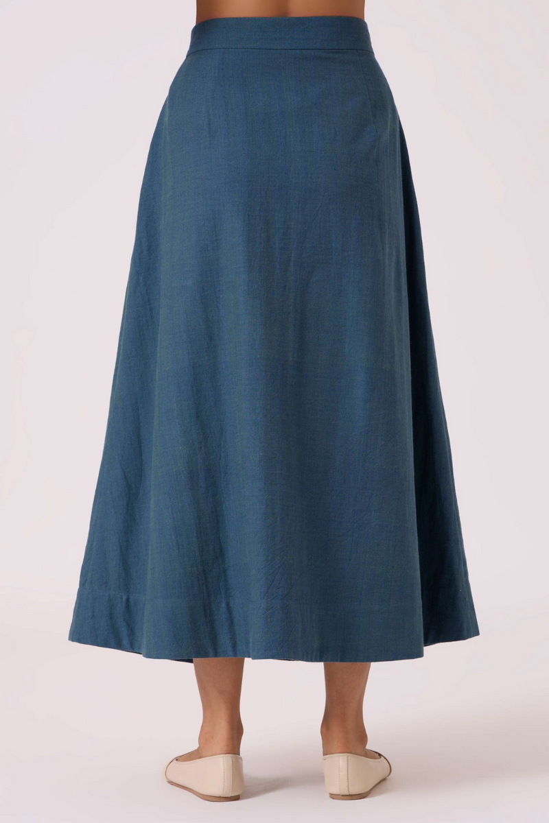 Eliot Blue Handwoven Skirt cotton by The Summer House in green color for women in Singapore