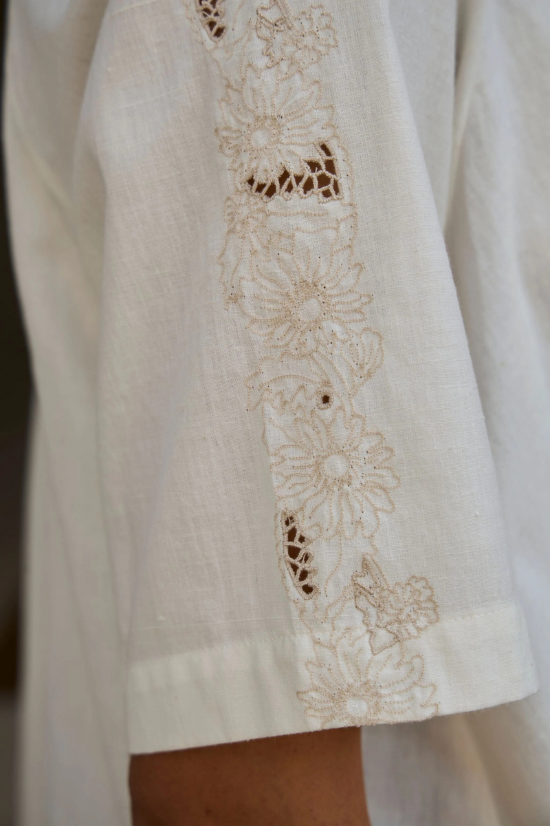 Bheer Handwoven Embroidered Top cotton by The Summer House in white color for women in Singapore