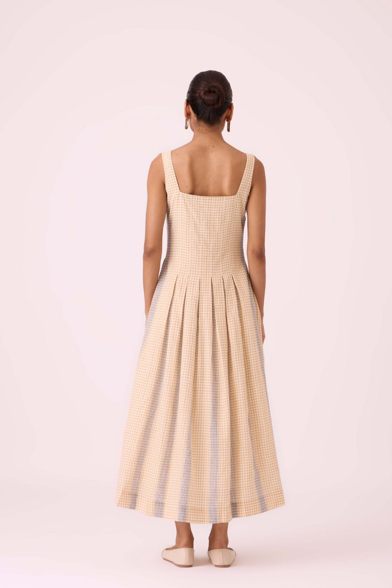 Bosie Beige Handwoven Dress cotton by The Summer House in pink color for women in Singapore