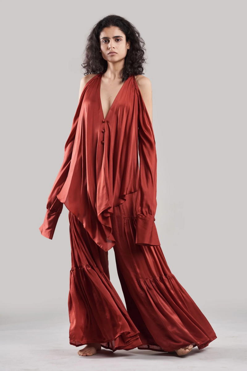 Pakhi Flared Pants with Versatile Top silk Buy Pakhi Flared Pants with Versatile Top from C&W | Tops And Shirts for Women by Ituvana in black color for women in Singapore