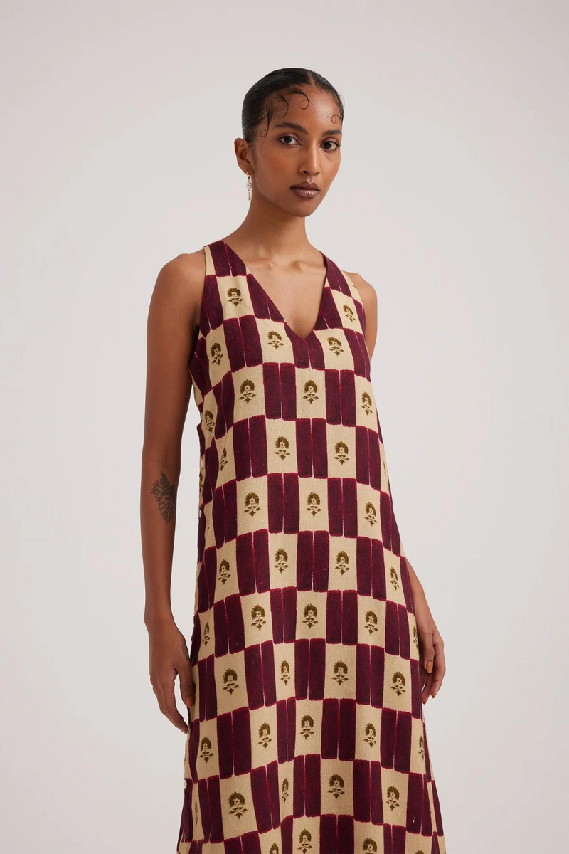 Zen Dress-Stamp Checks rayon by CORD for women in Singapore