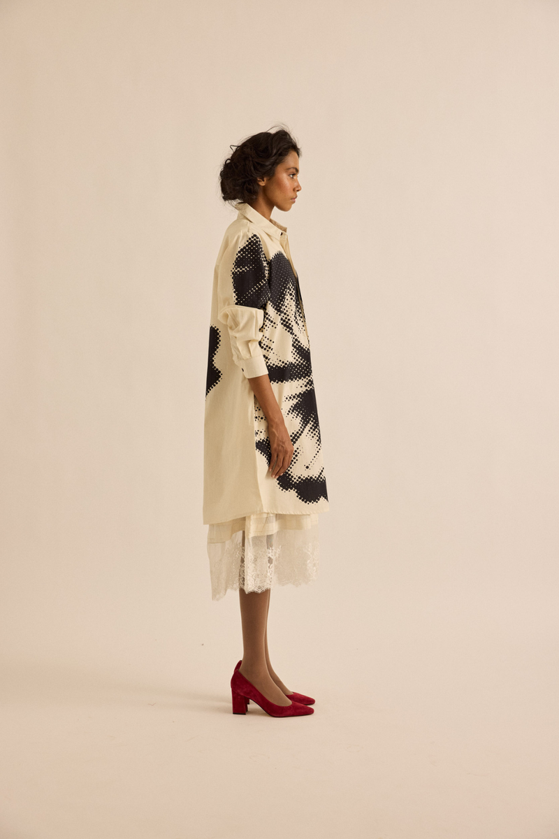 Baccara Shirt Dress poplin dress by Khara Kapas in off-white for women in Singapore
