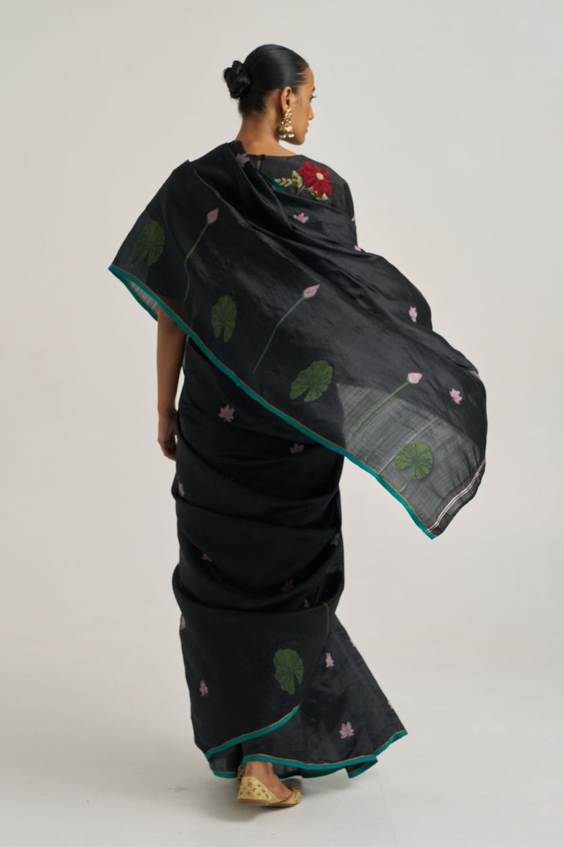 Vani Sari silk by Suparna Som in black color for women in Singapore