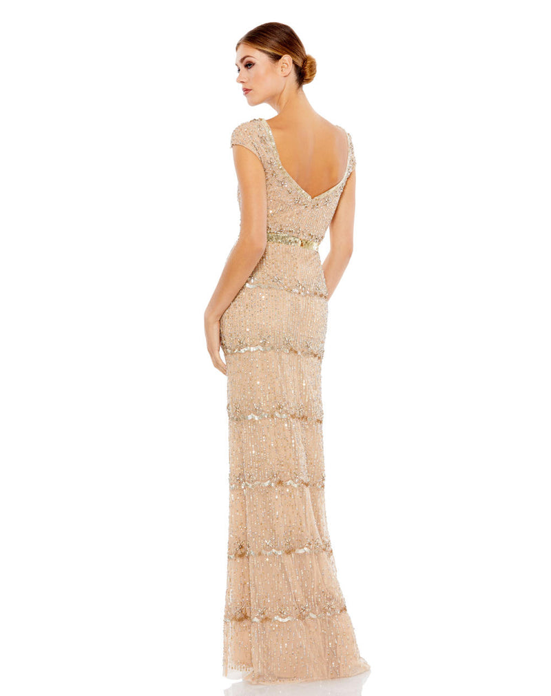 MD-9089 Straight Gown-Beige by Mac Duggal in beige color for women in Singapore