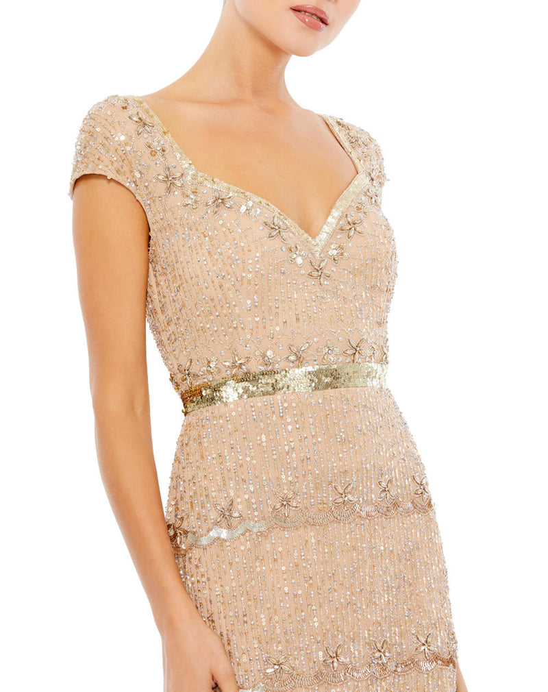 MD-9089 Straight Gown-Beige by Mac Duggal in beige color for women in Singapore