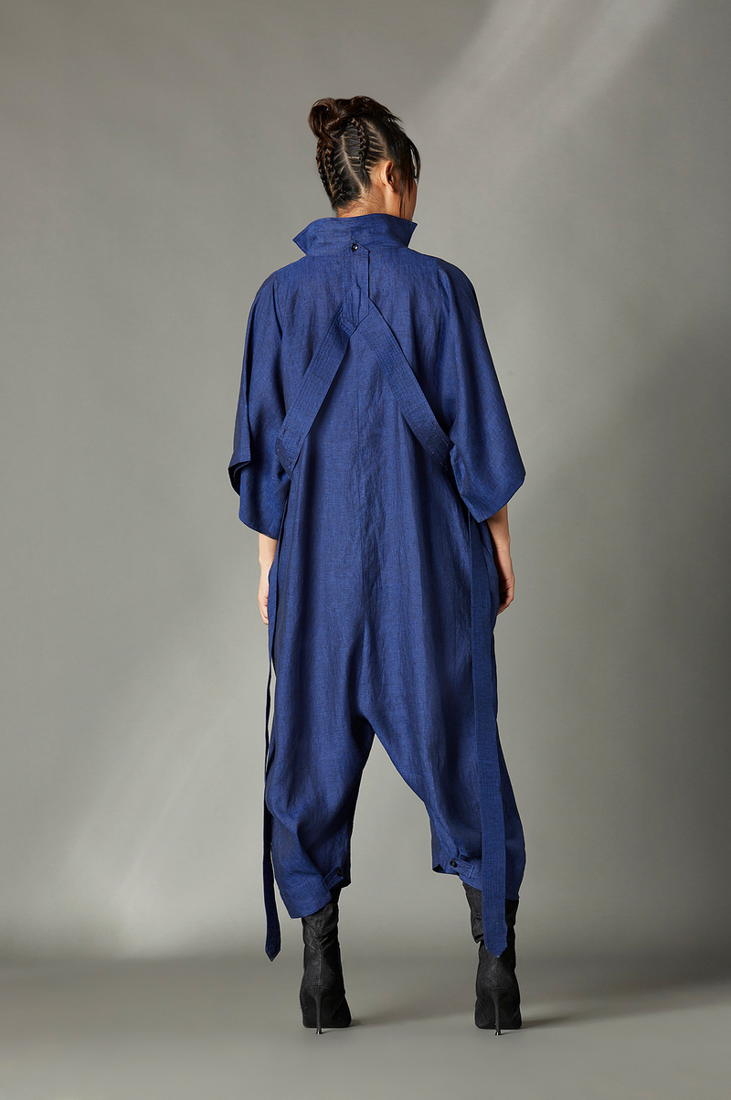 Peyton Jumpsuit linen by Chola in navy color for women in Singapore