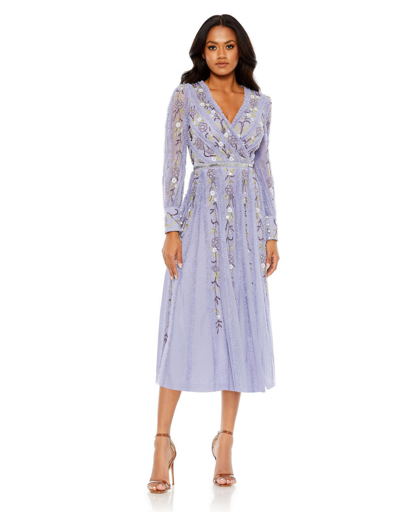 MD-9133 Midi Dress-Purple by Mac Duggal in purple color for women in Singapore