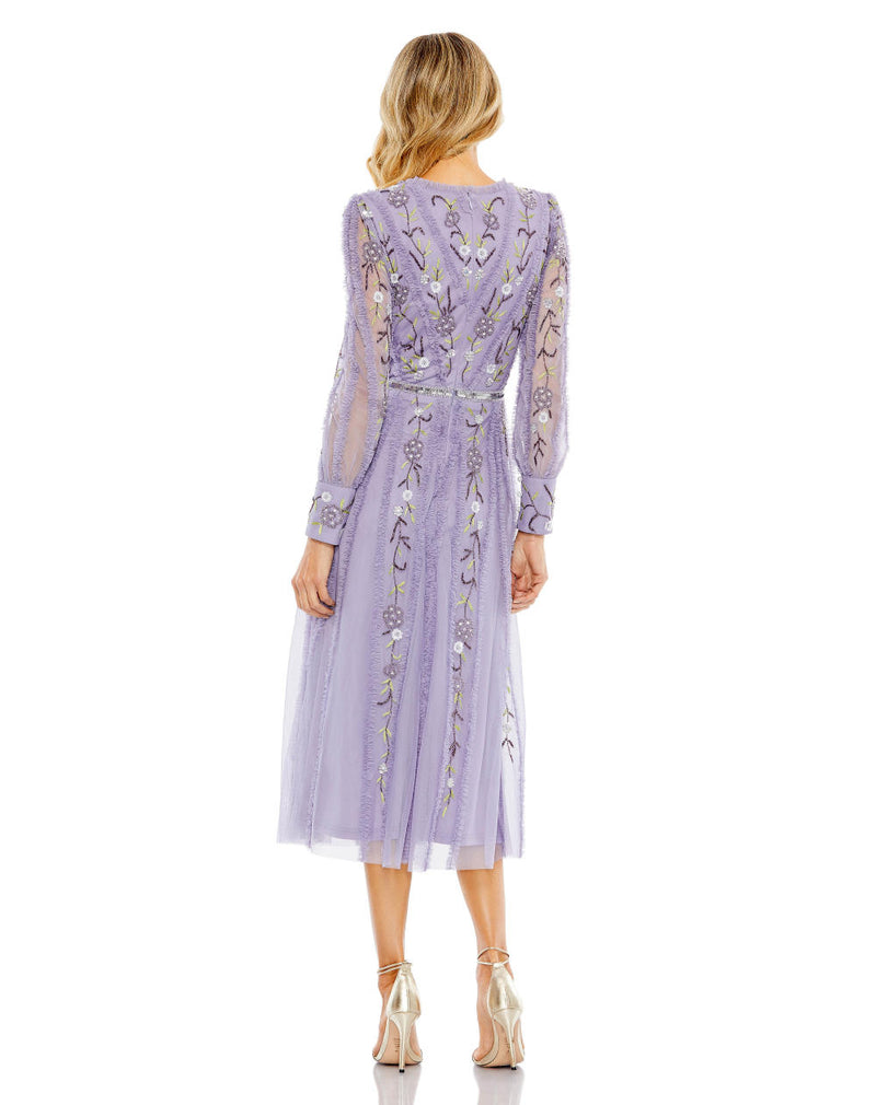 MD-9133 Midi Dress-Purple by Mac Duggal in purple color for women in Singapore