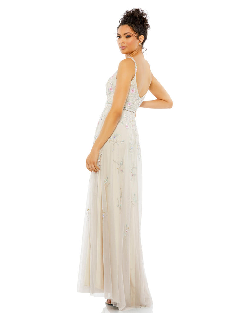 MD-9141 Strappy Long Gown-Beige by Mac Duggal in beige color for women in Singapore