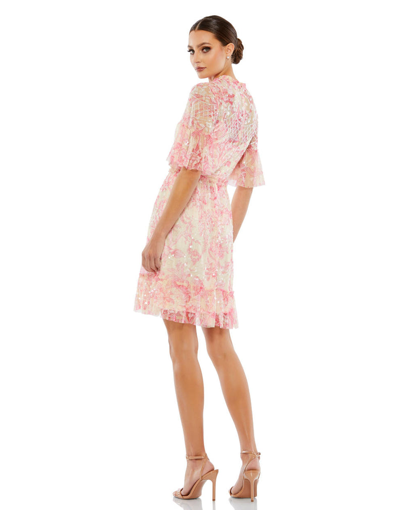 MD-9148 Short Dress-Pink by Mac Duggal in pink color for women in Singapore