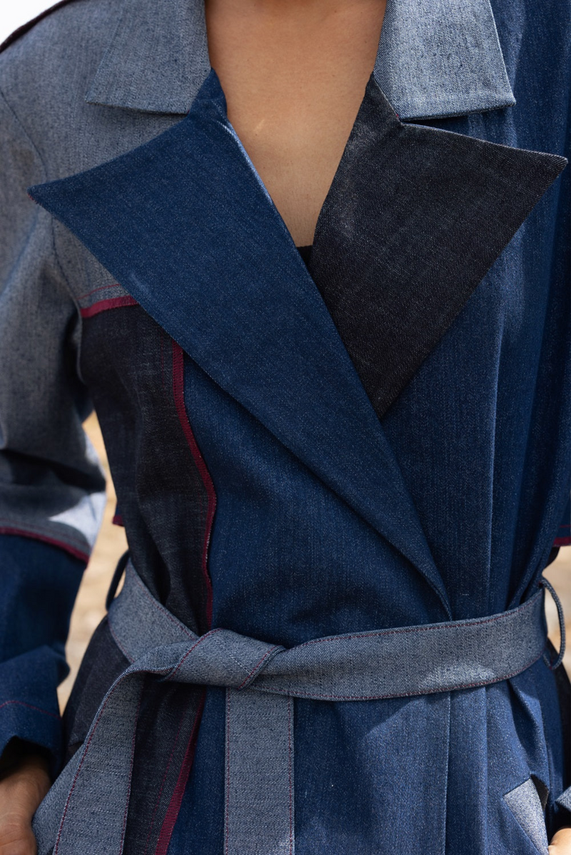 Amelia Denim Trench mul by Doodlage in multi color for women Worldwide