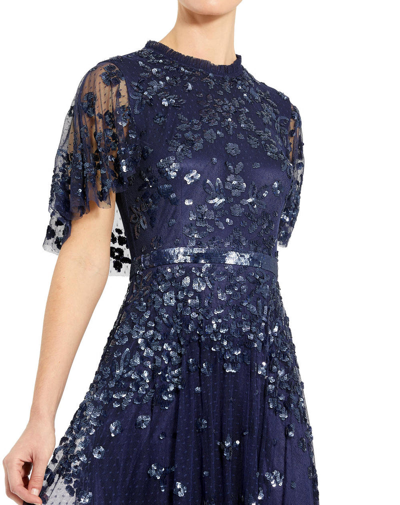 MD-9192 Veil Long Gown-Blue by Mac Duggal in blue color for women in Singapore