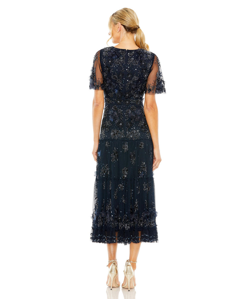 MD-9207 Midi Dress-Blue by Mac Duggal in blue color for women in Singapore