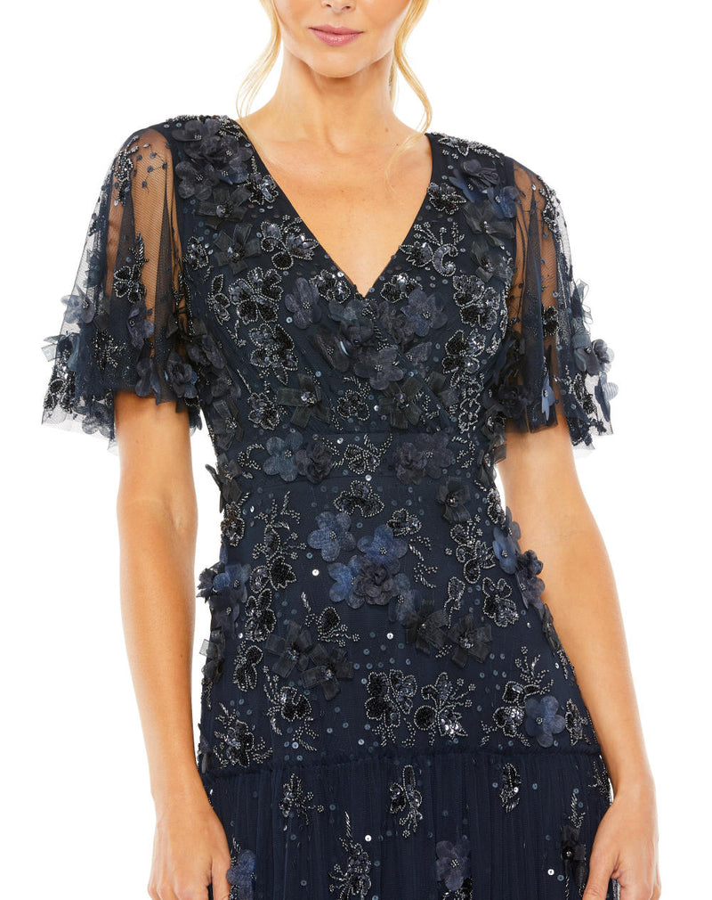 MD-9207 Midi Dress-Blue by Mac Duggal in blue color for women in Singapore