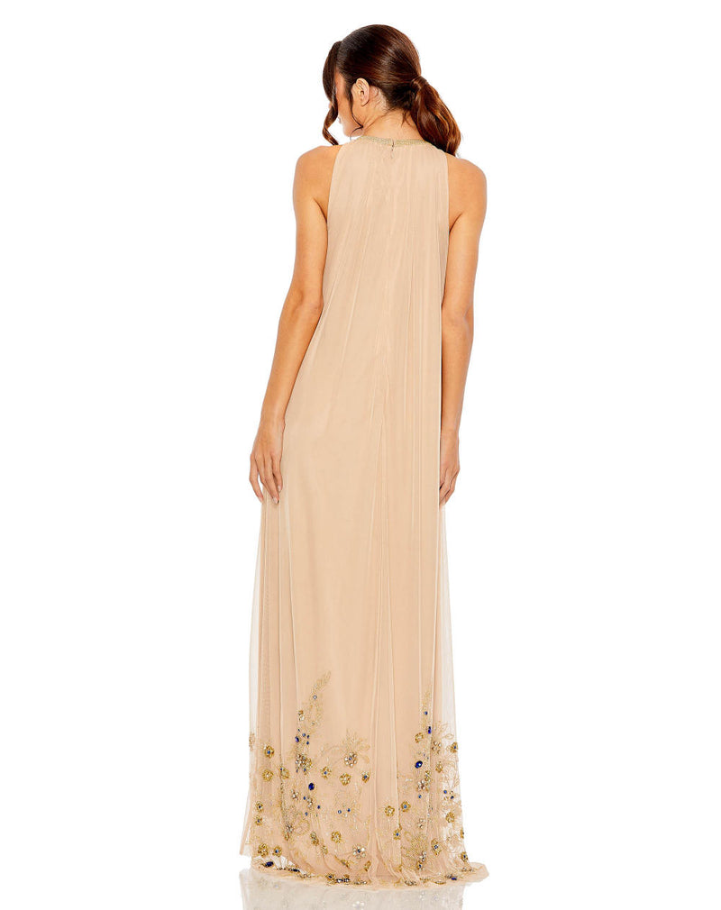 MD-9232 Halter Long Gown-Beige by Mac Duggal in beige color for women in Singapore