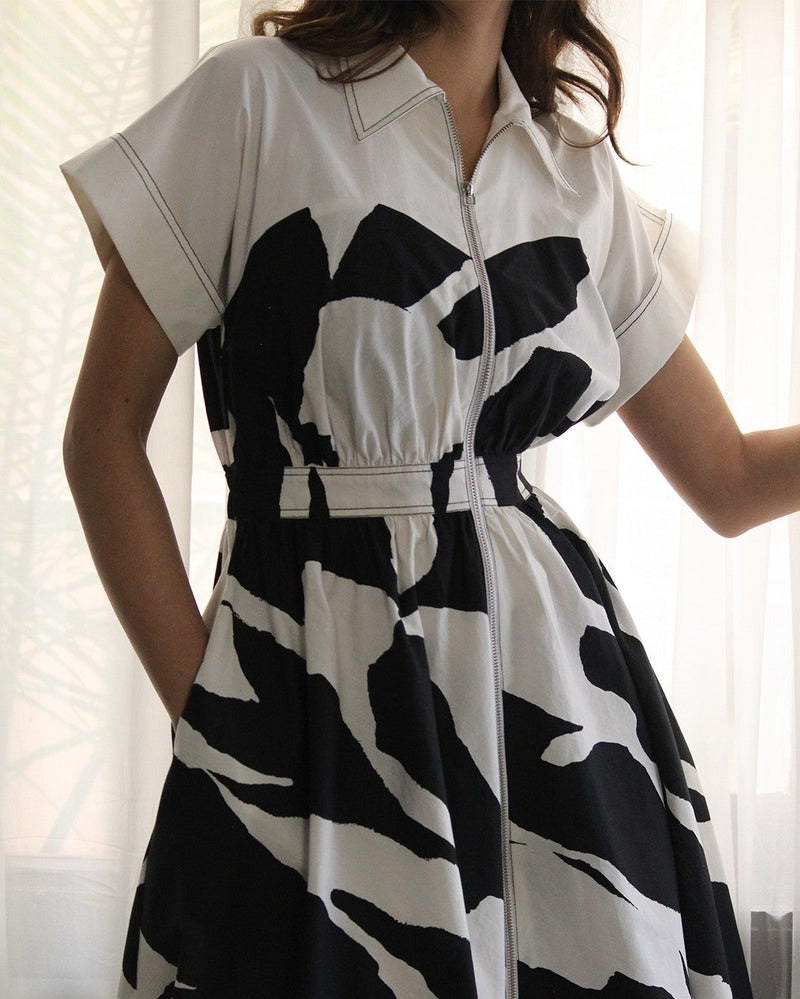 Stream cup zip dress 100% cotton Buy Stream cup zip dress from C&W | Dresses for Women by Leh Studios in black color for women in Singapore