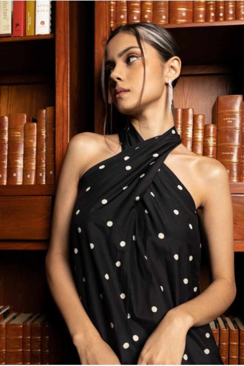 2022 MAXI DRESS - DOTTED PRINT - S