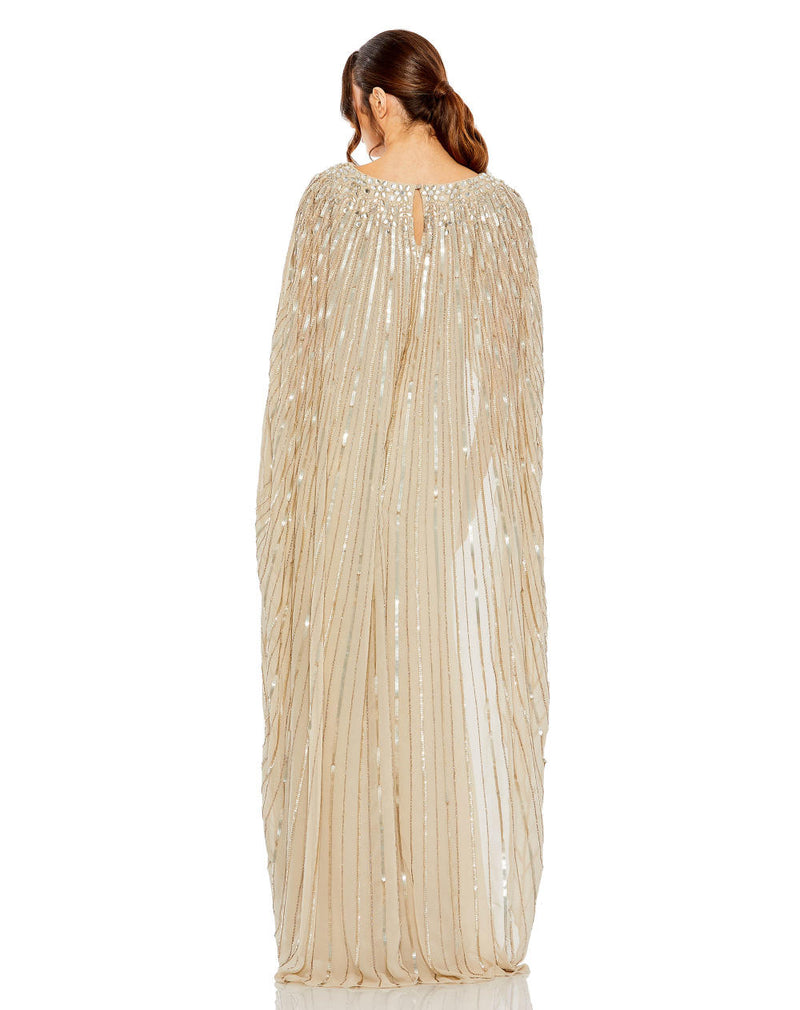 MD-93869 Cape Gown-Beige by Mac Duggal in beige color for women in Singapore