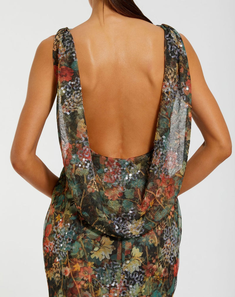 94263-Multicolor Floral Embellished Column Gown mul by Mac Duggal in multi color for women in Singapore