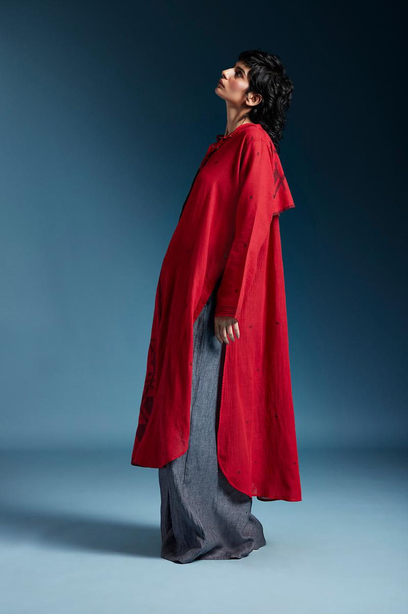 Alora Top-Red cotton by Chola in red color for women in Singapore