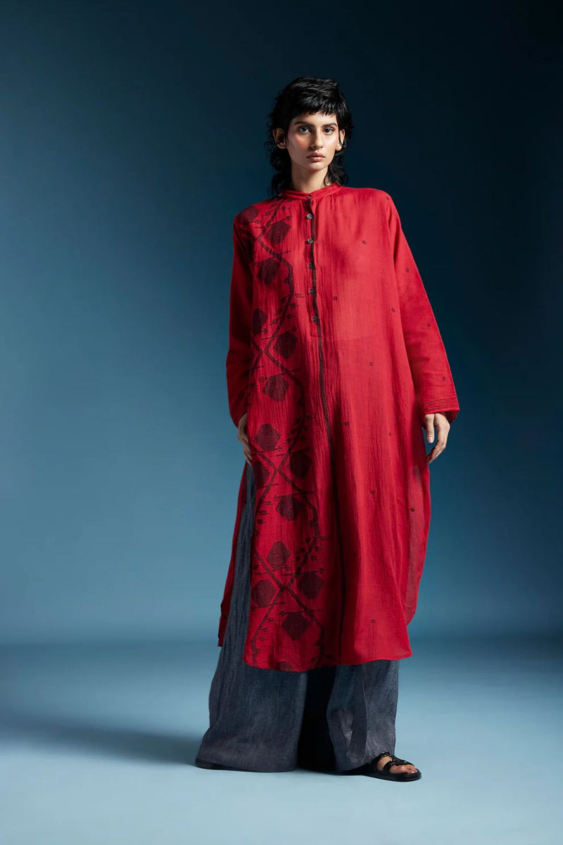 Alora Top-Red cotton by Chola in red color for women in Singapore