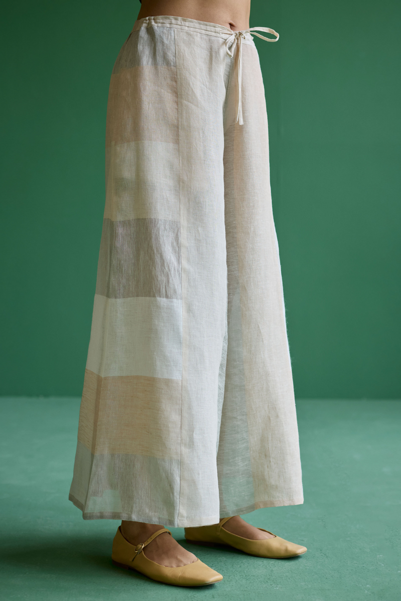 Nia Metallic Linen Culottes
 - Ivory linen by Manan in ivory color for women in Singapore