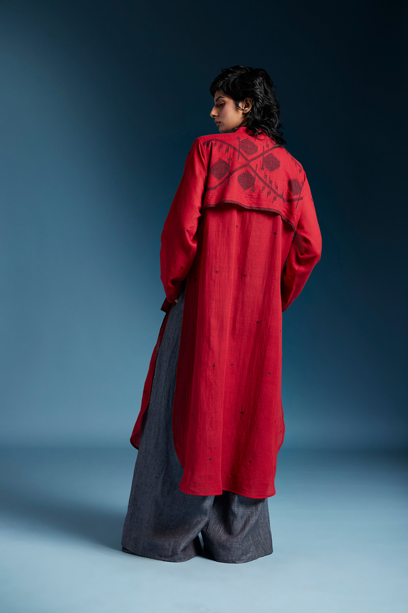 Alora Top-Red cotton by Chola in red color for women in Singapore