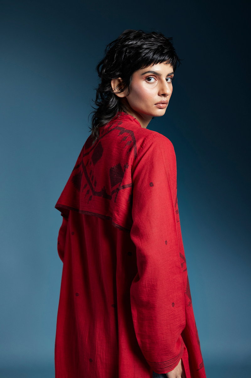 Alora Top-Red cotton by Chola in red color for women in Singapore