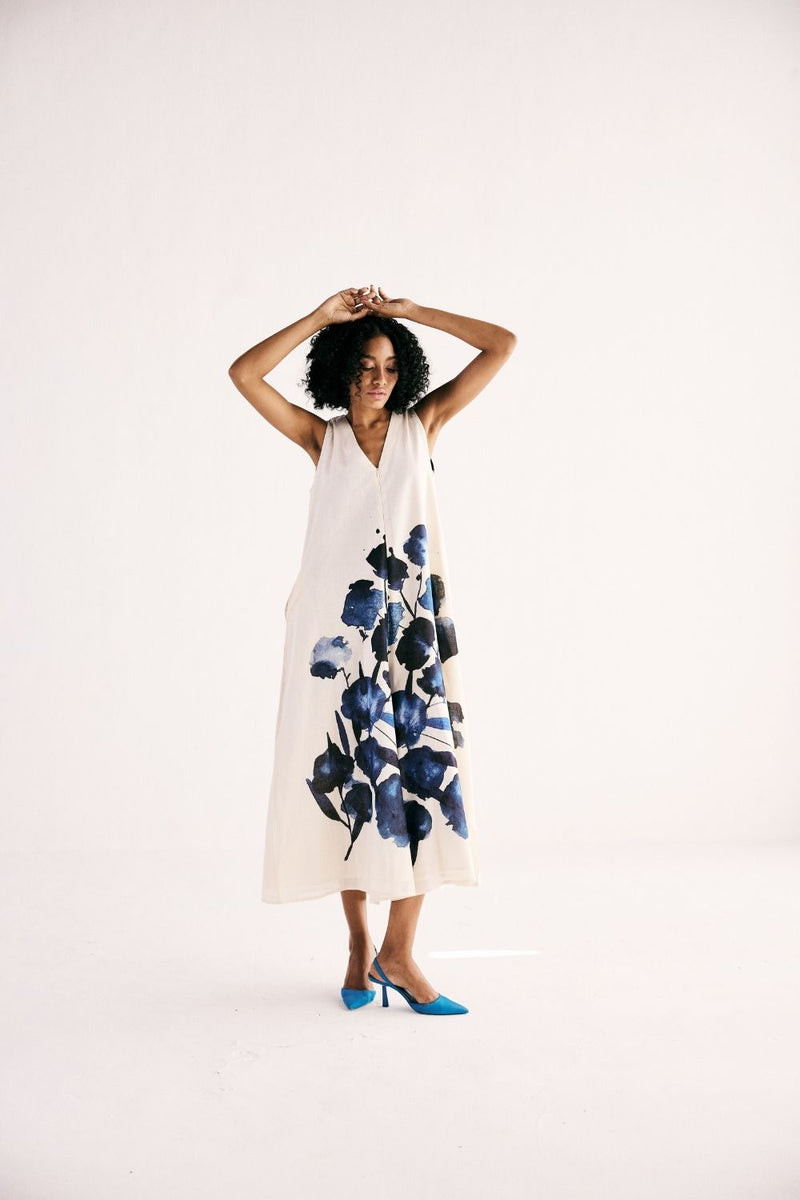 CELESTIAL INK JUMPSUIT cotton by Khara Kapas in white for women in Singapore